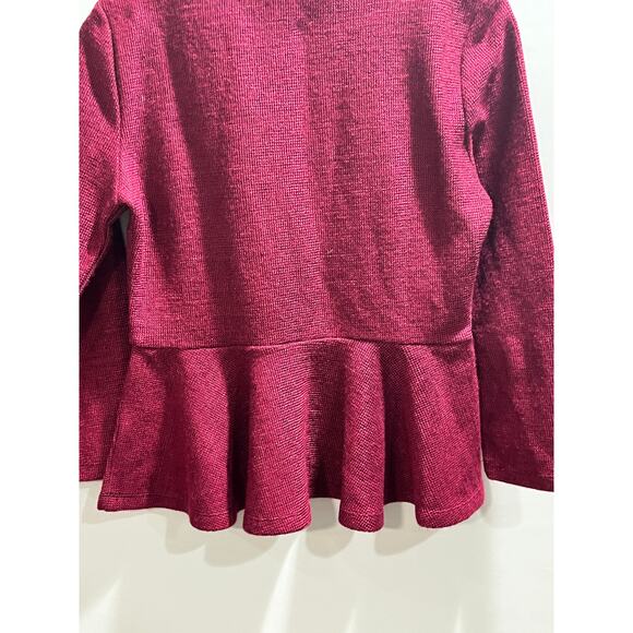 Dolce Vita Anthropologie Women's Gem Peplum Top Knit Burgundy Sweater sz Lg - Picture 6 of 9